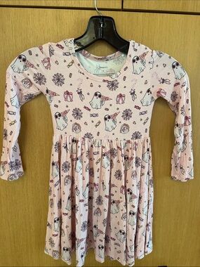 In My Jammers Long Sleeve Pink Twirl Dress Halloween Ghosts Girls 4T
